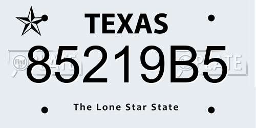 85219B5 Texas License Plate