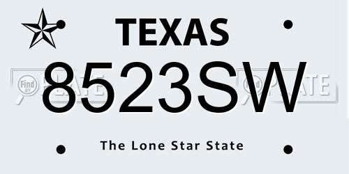 8523SW Texas License Plate