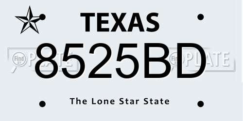 8525BD Texas License Plate