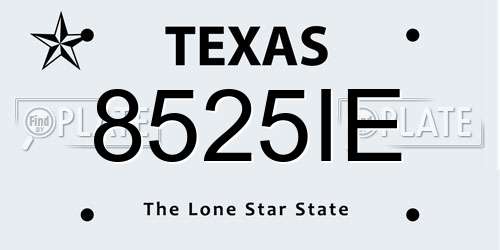 8525IE Texas License Plate