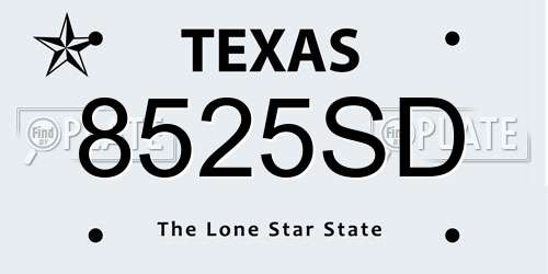 8525SD Texas License Plate