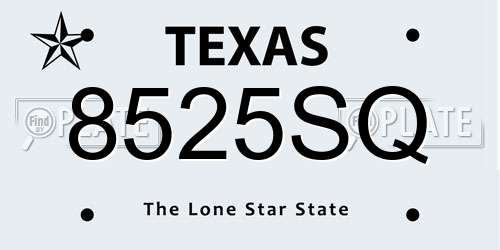 8525SQ Texas License Plate