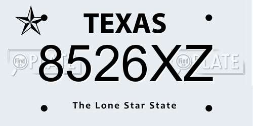8526XZ Texas License Plate