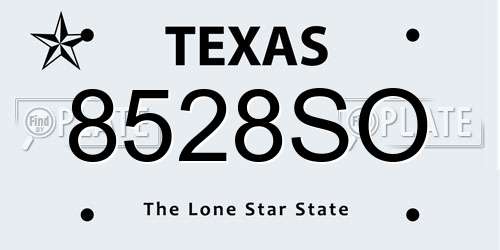 8528SO Texas License Plate