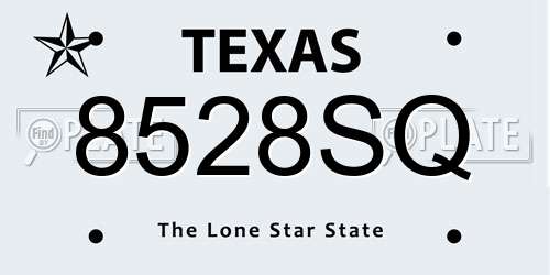 8528SQ Texas License Plate