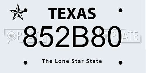852B80 Texas License Plate