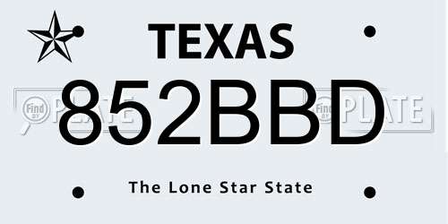 852BBD Texas License Plate