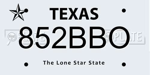 852BBO Texas License Plate