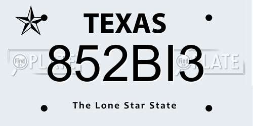852BI3 Texas License Plate