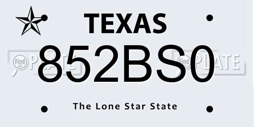 852BS0 Texas License Plate