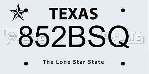 852BSQ Texas License Plate