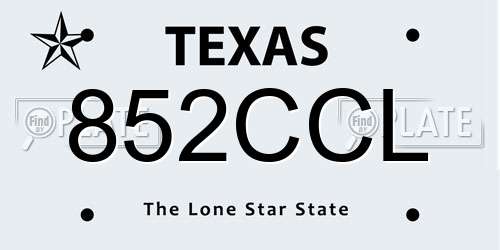 852CCL Texas License Plate