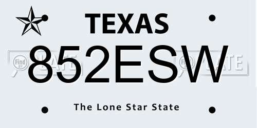 852ESW Texas License Plate