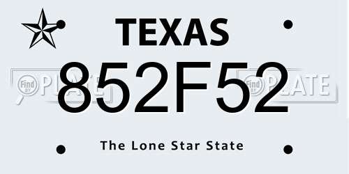 852F52 Texas License Plate
