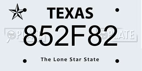 852F82 Texas License Plate