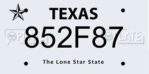 852F87 Texas License Plate