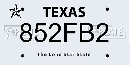 852FB2 Texas License Plate