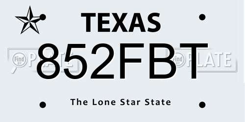 852FBT Texas License Plate