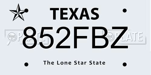852FBZ Texas License Plate