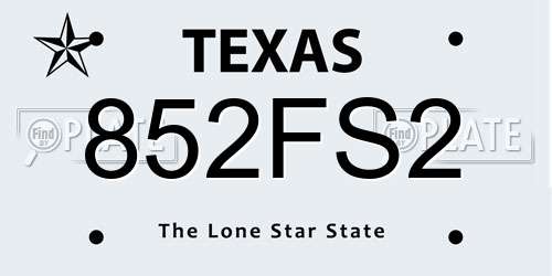 852FS2 Texas License Plate