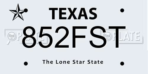 852FST Texas License Plate