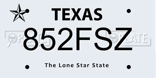 852FSZ Texas License Plate