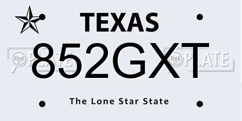 852GXT Texas License Plate
