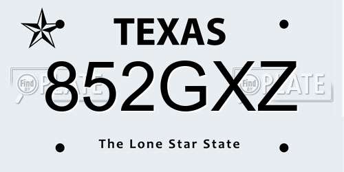 852GXZ Texas License Plate