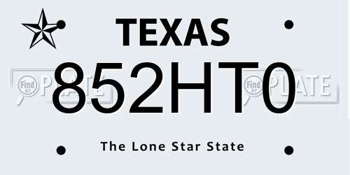 852HT0 Texas License Plate