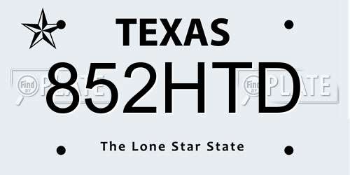 852HTD Texas License Plate