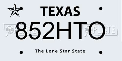 852HTO Texas License Plate