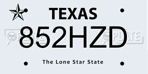 852HZD Texas License Plate
