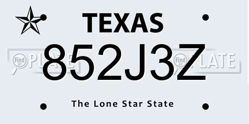 852J3Z Texas License Plate