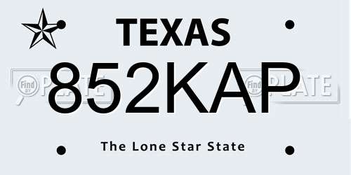 852KAP Texas License Plate
