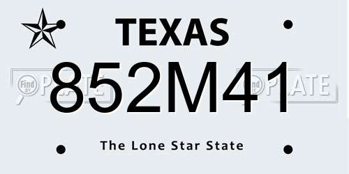 852M41 Texas License Plate