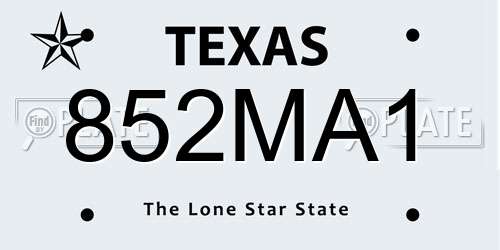 852MA1 Texas License Plate