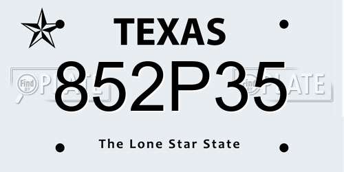 852P35 Texas License Plate