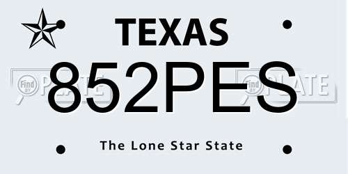 852PES Texas License Plate