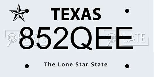 852QEE Texas License Plate