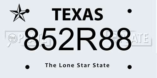 852R88 Texas License Plate