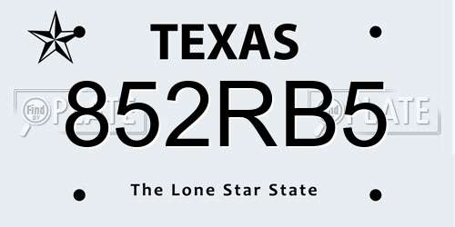 852RB5 Texas License Plate