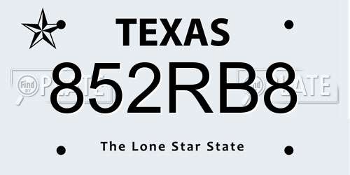 852RB8 Texas License Plate