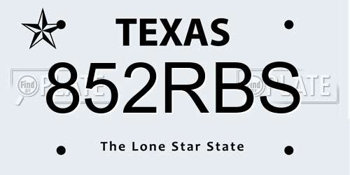 852RBS Texas License Plate