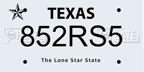 852RS5 Texas License Plate