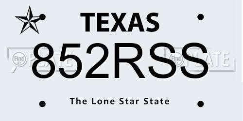 852RSS Texas License Plate