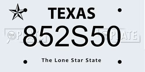 852S50 Texas License Plate