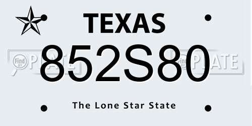 852S80 Texas License Plate