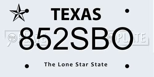 852SBO Texas License Plate