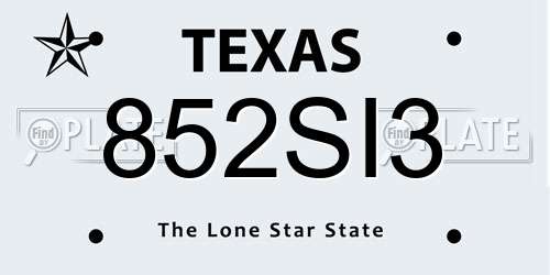 852SI3 Texas License Plate