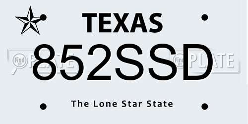 852SSD Texas License Plate